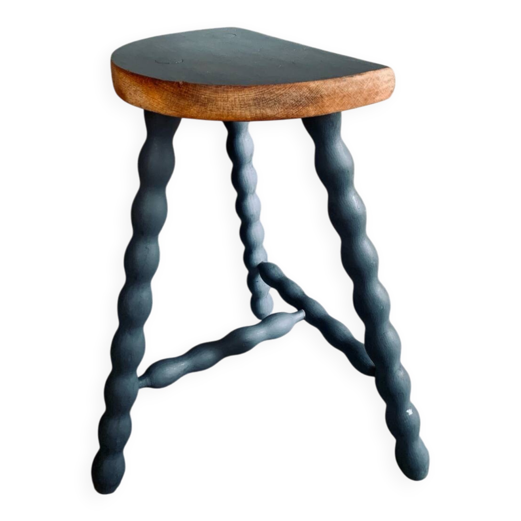 Vintage turned wooden tripod stool