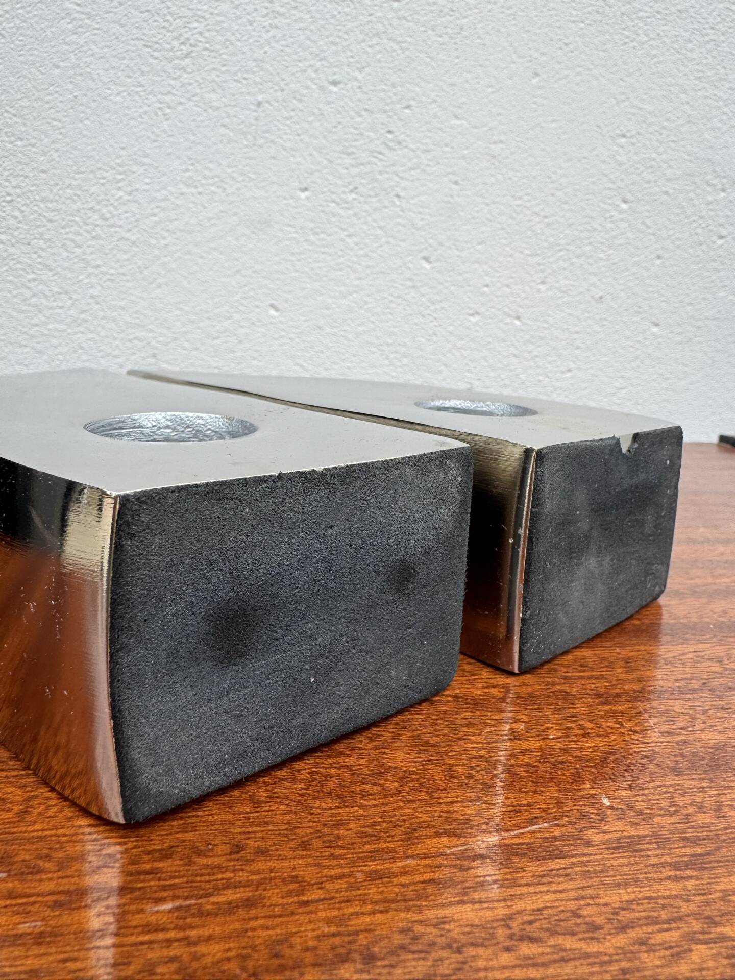 Bookends candle holders chrome aluminium