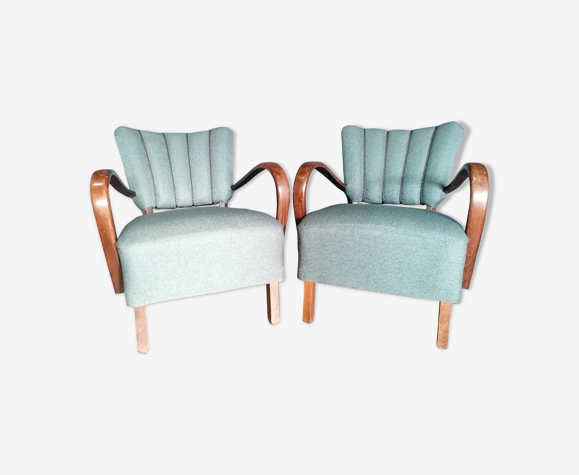 Pair of "cocktail" armchairs Halabala, 1950