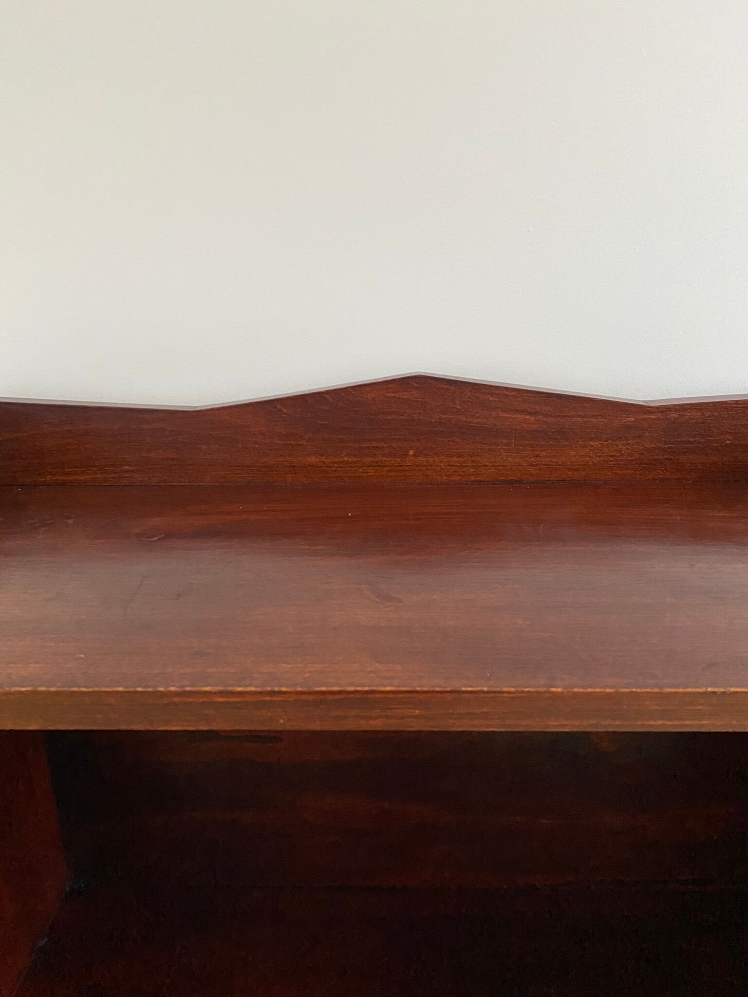 Bookcase vintage natural wood shelves open to three shelves