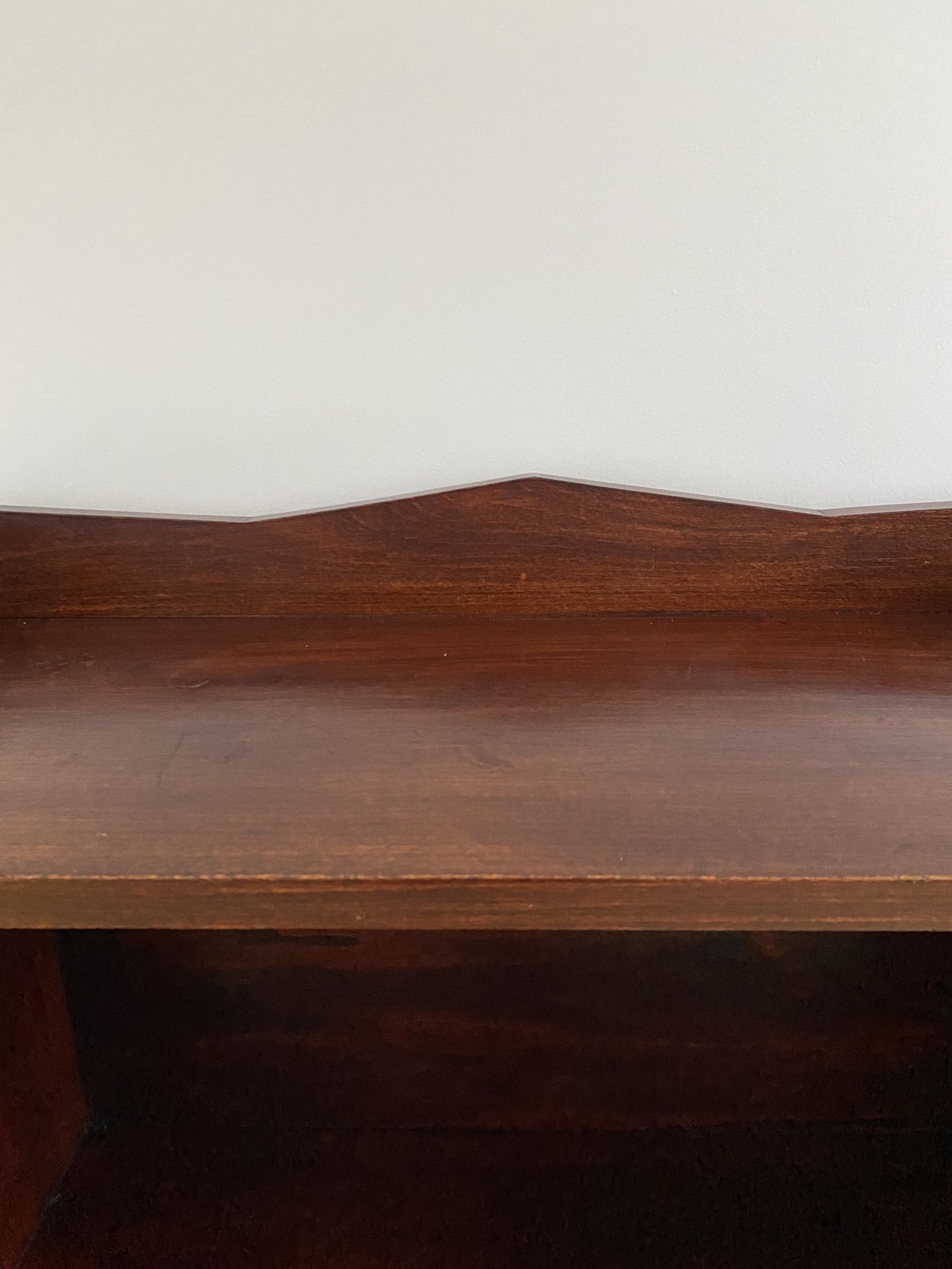 Bookcase vintage natural wood shelves open to three shelves