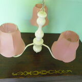 Lasuffed white metal suspension - 3 pink lampshades