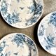 3 Gien dessert plates in iron earth, "Glycine" service around 1975