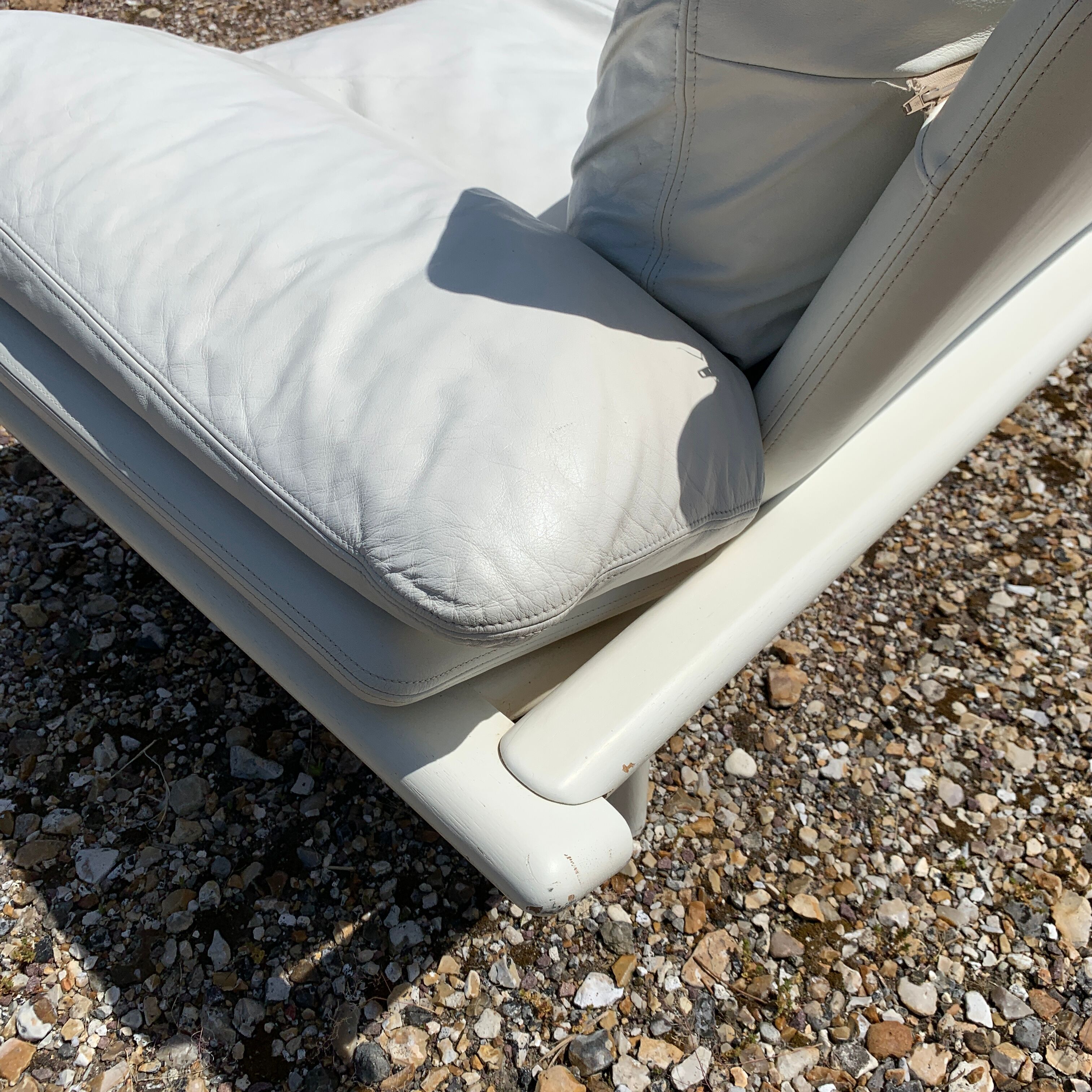 Danish Komfort white leather sofa