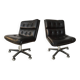 Pair of cofemo-italy armchairs. black leather. 1980.