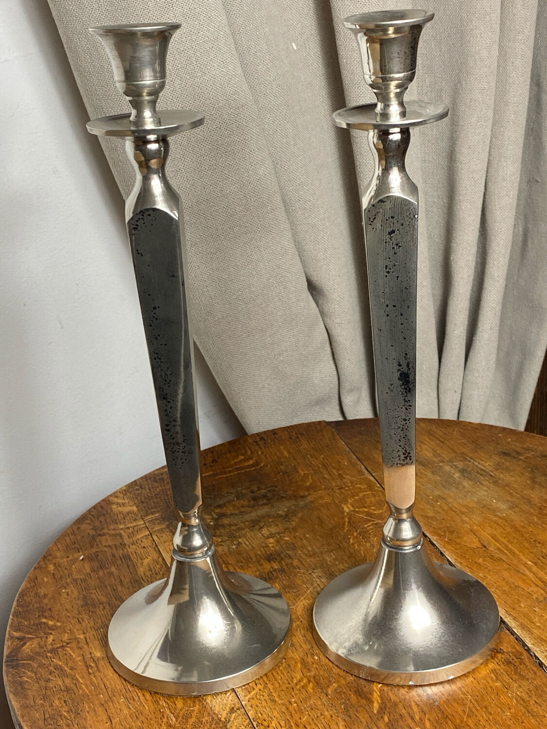 Pair of silver-plated candlesticks
