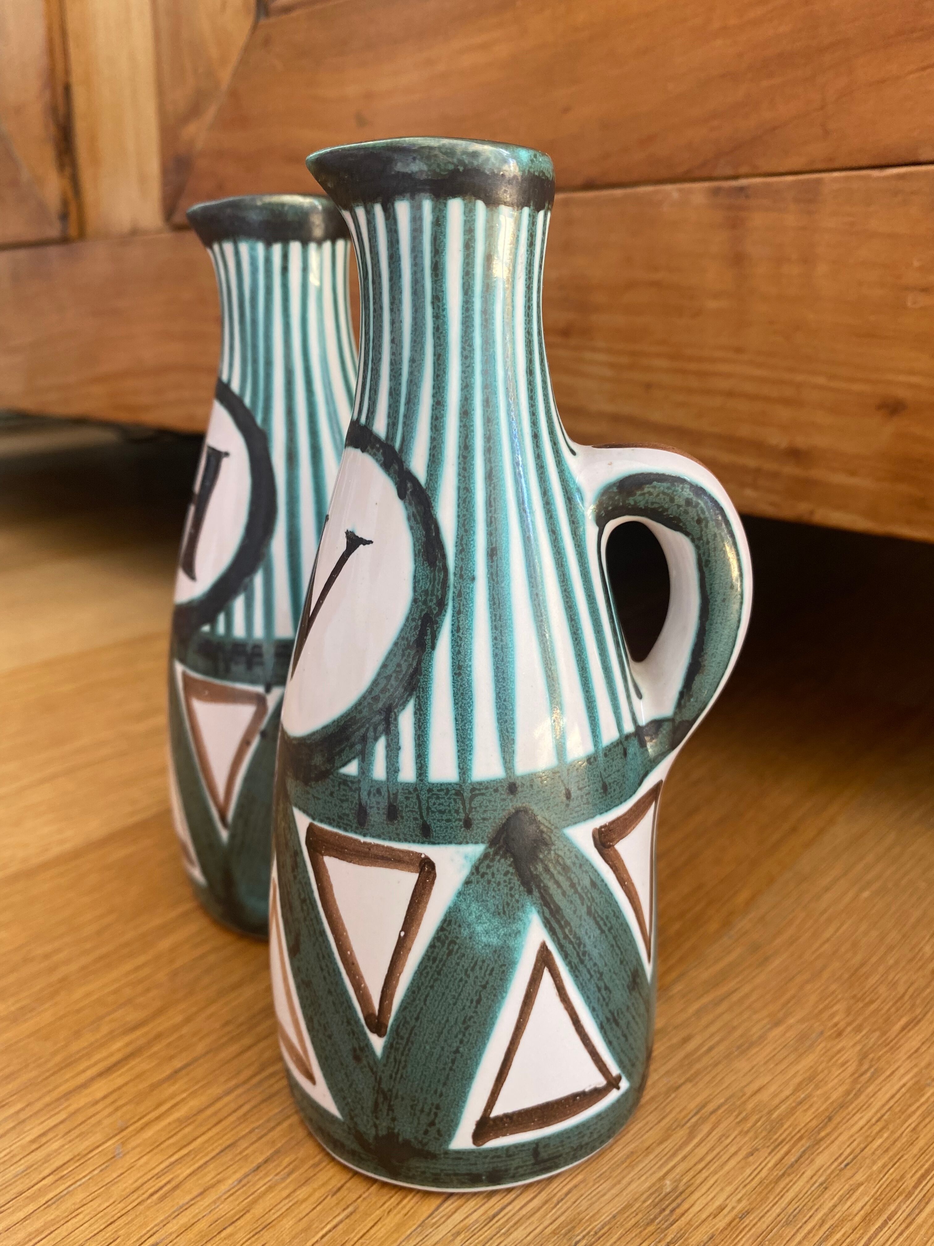 Vinegar oiler, pitchers Robert Picault ceramic Vallauris