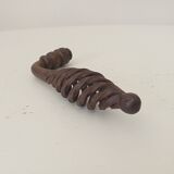 Twisted door handle in solid wrought iron, antique.