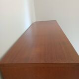 Armoire secrétaire vintage en osier et chêne clair – Années 6