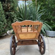 19th century cart in wood and wrought iron, garden cart, storage