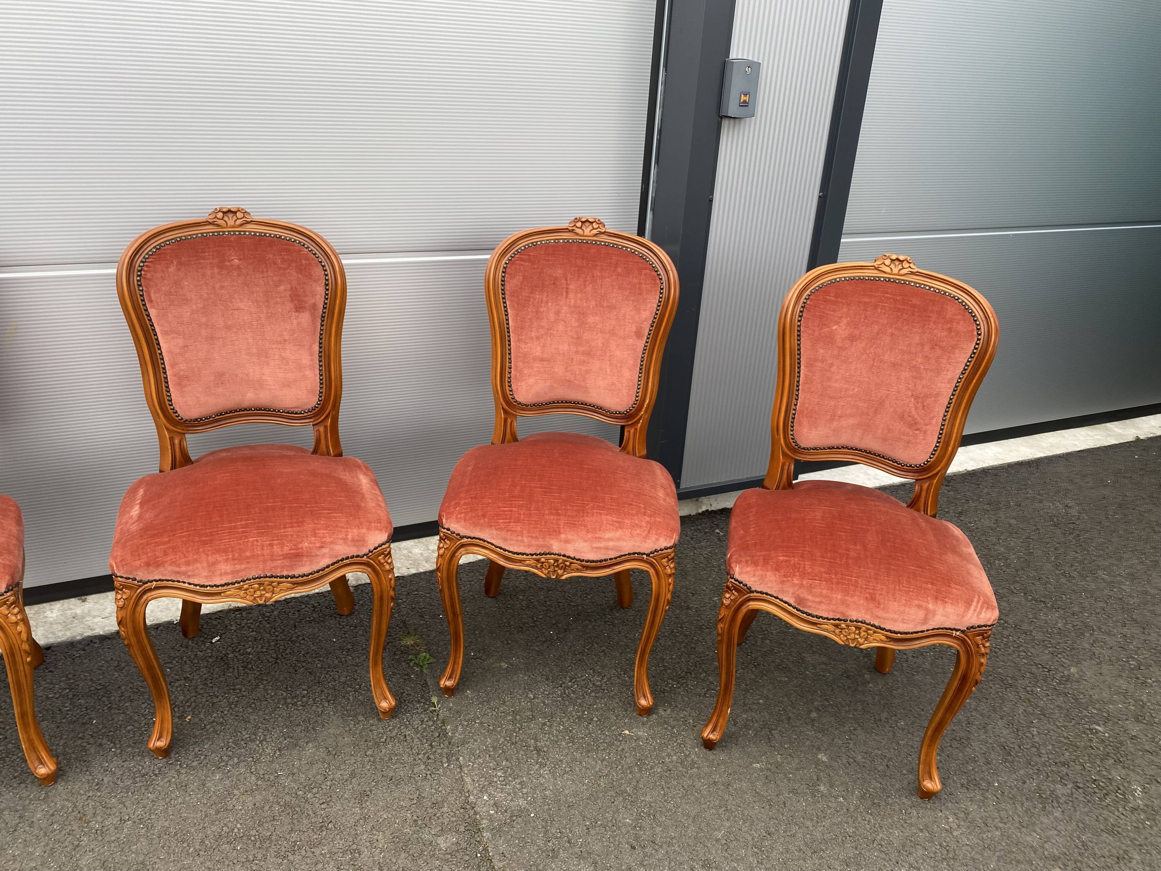 6 chairs Louis XV red style