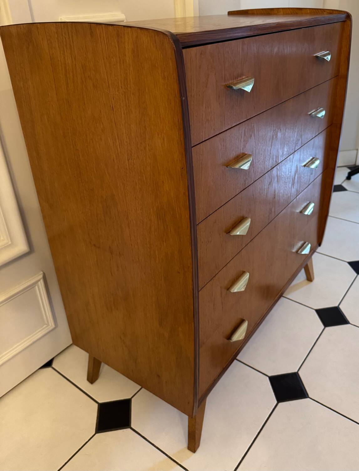 Vintage chest of drawers with compass feet