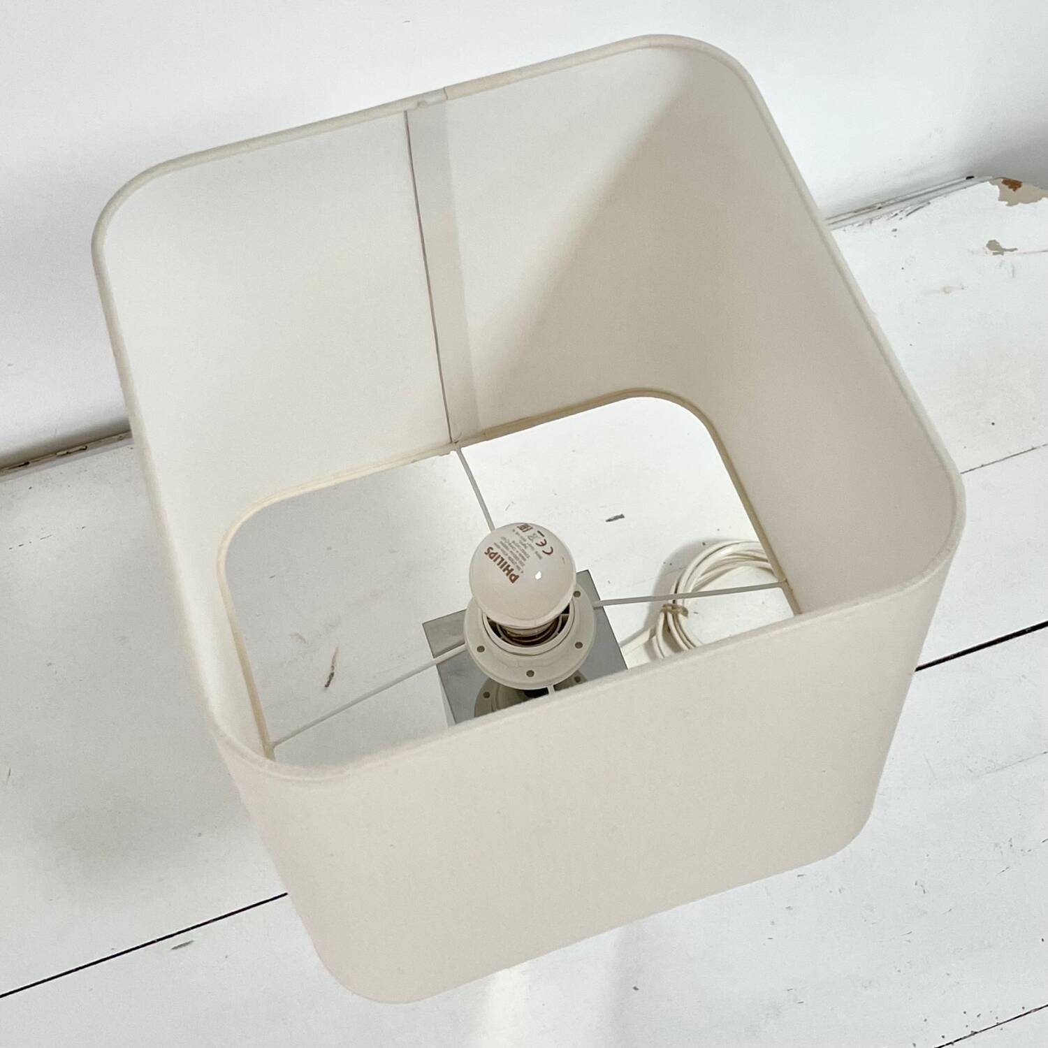 Chrome and gold metal lamp