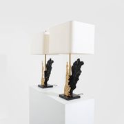 Pair of bronze and resin lamps by Philippe Cheverny, 1970s