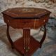 Table d'appoint incrustée, table à couture, bois d'acajou, table de rangement Art déco