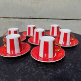 Striped cups and saucers