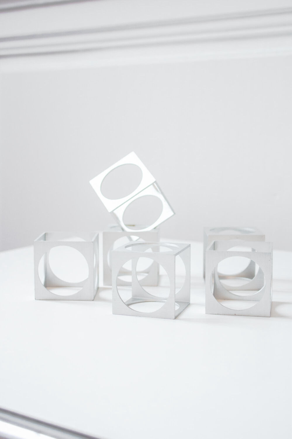 Set of 6 vintage aluminium napkin rings / egg cups by Pier