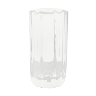 Octagonal crystal glass vase by Asta Stromberg for Strömbergshyttan