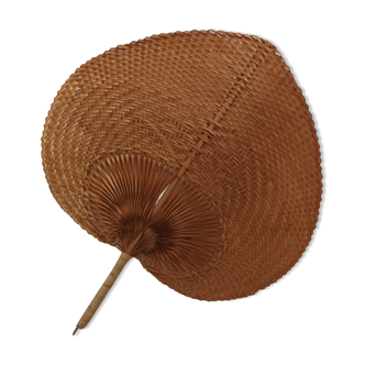 Éventail vintage fibre jonc bambou
