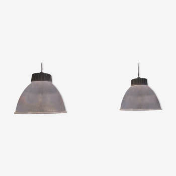 Set of 2 Italian 1990s vintage LEG illumination industrial suspension / pendant lights, price=per 2