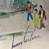 Watercolor signed Henry Leclerc, Saint-Guénolé