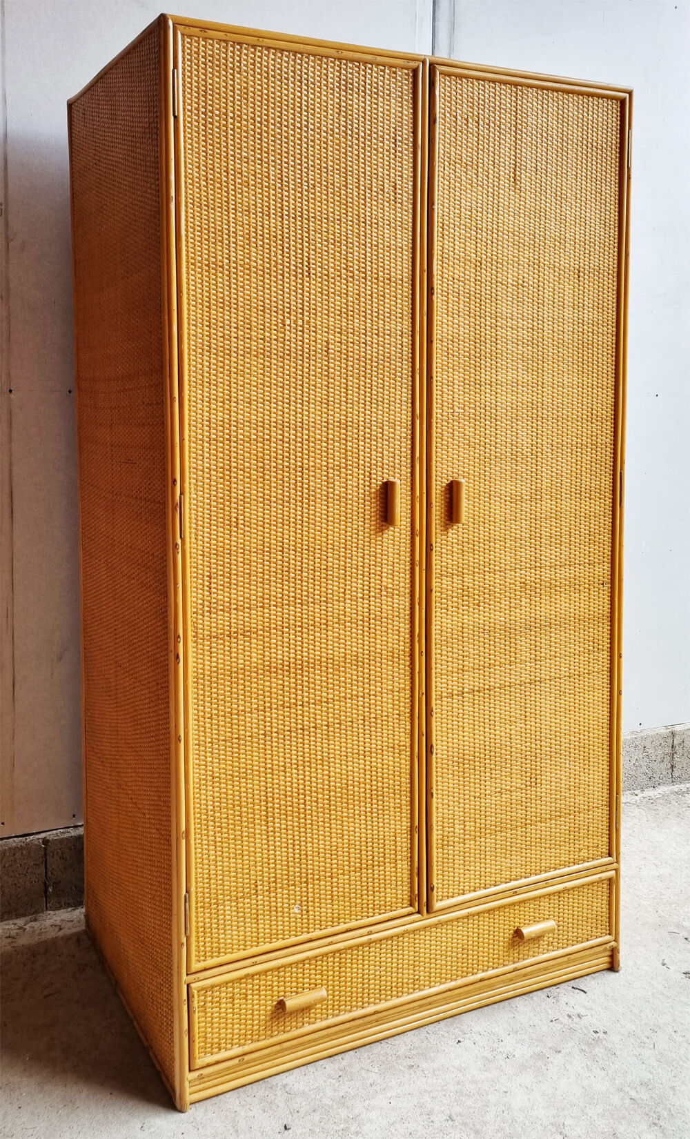 Bamboo wardrobe, rattan, vintage, 60s wardrobe