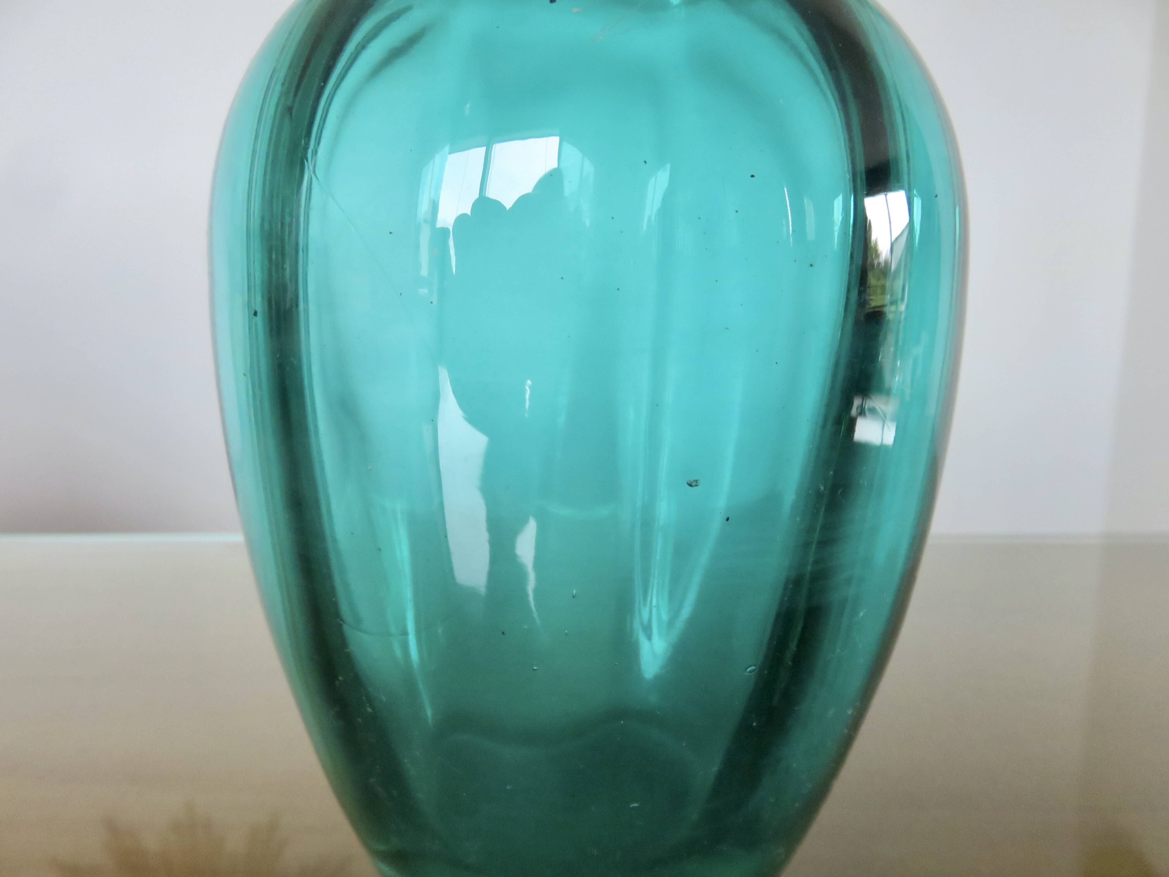Turquoise Murano blown glass vase, 1970s