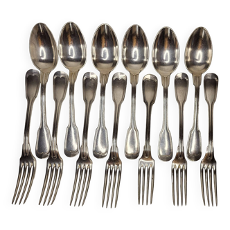 12 silver metal table cutlery net model
