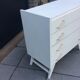Commode pieds compas relookee blanc 1960 vintage