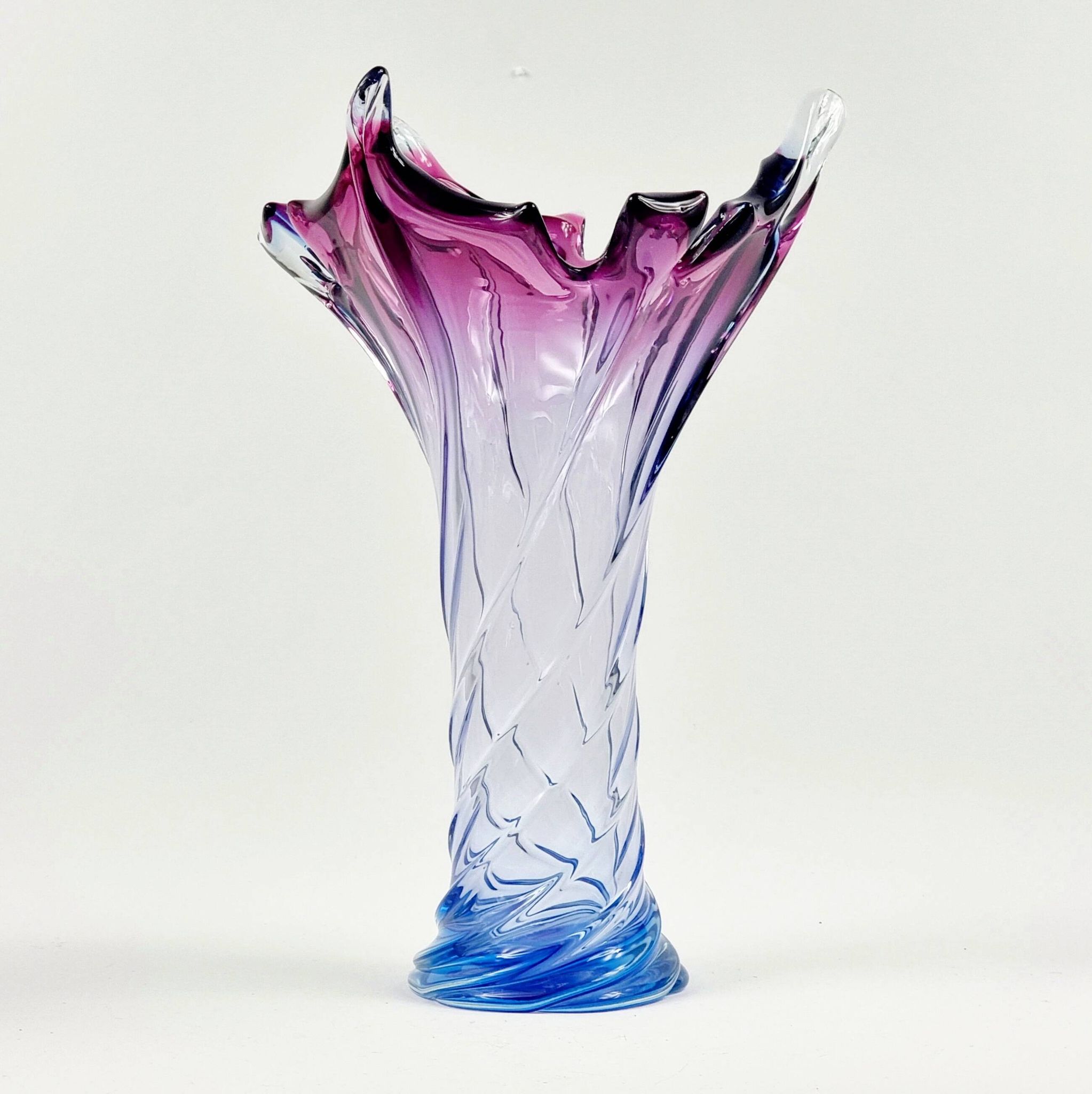 Very Large Mid-Century Murano Glass Twisted Vase from Fratelli Toso, Italy