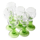 Set of 6 Vintage Limoncino Liqueur Glasses Green Stem Shot Glasses Bormioli