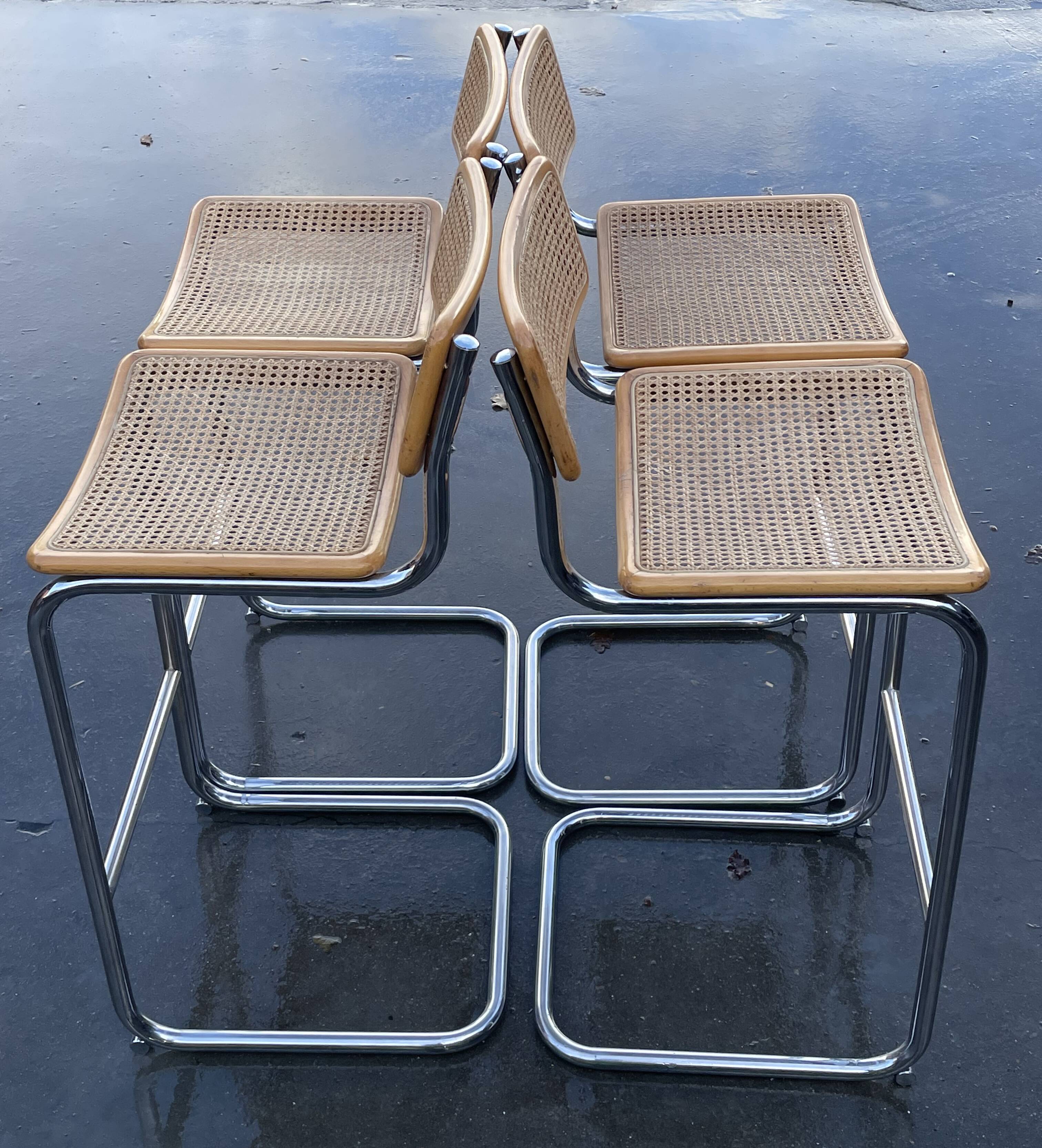 Vintage Cesca Design Bar Stools 80's design in chrome set of four