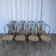 Set of 8 Vintage Gray Bentwood Dining Chair: Thonet Style Cane Seat