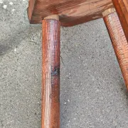 Pair of tripod stools in brutalist style made of pine, Catalonia 1960.