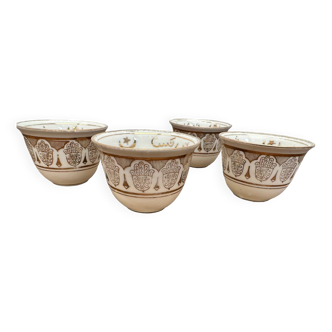 4 tasses à café anciennes - Porcelaine Fine de Tunisie -Période 1930