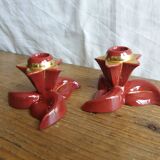 burgundy and gold candle holders