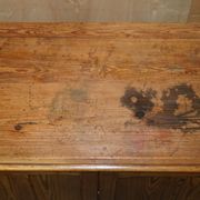 Antique Victorian pine governess buffet with sliding shelf.