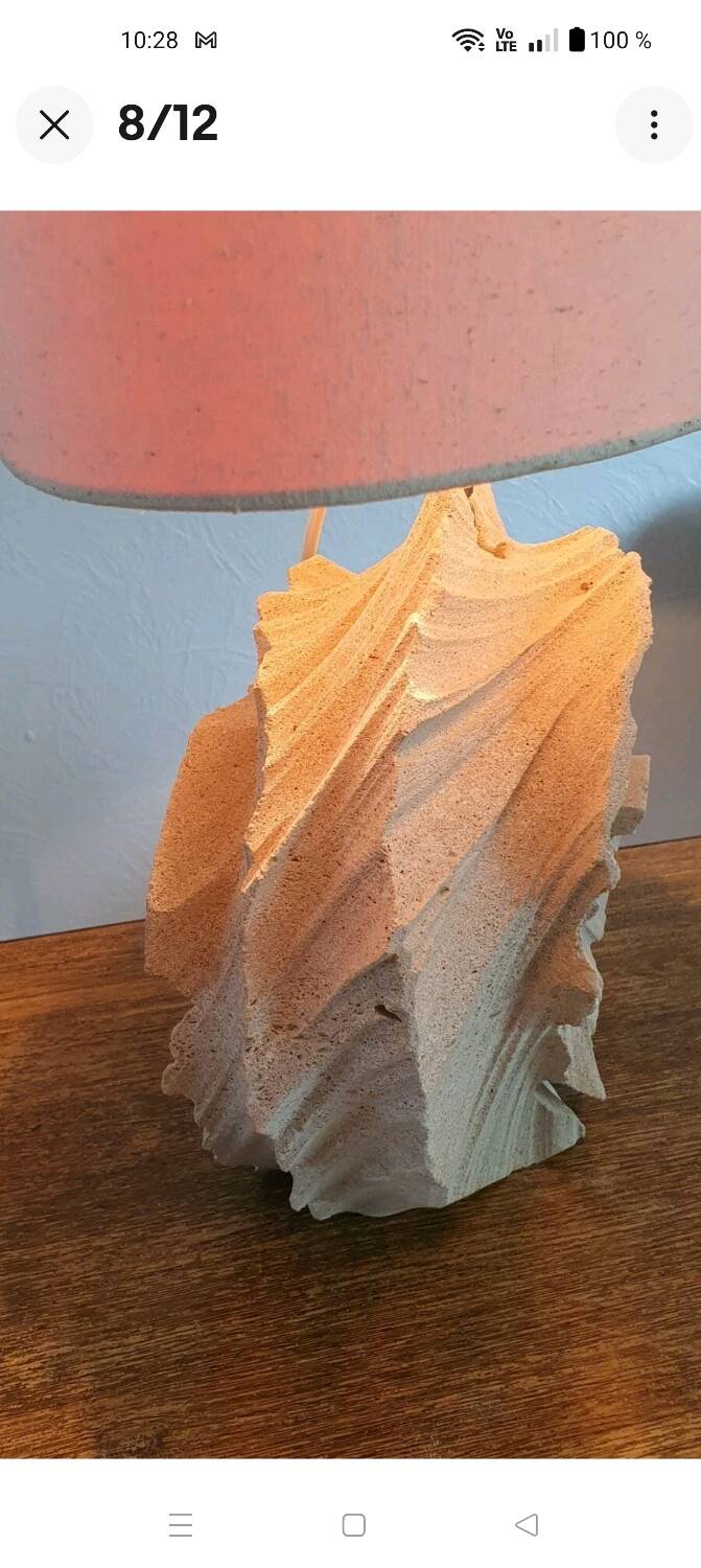 Large 1980s natural stone sculpture lamp.