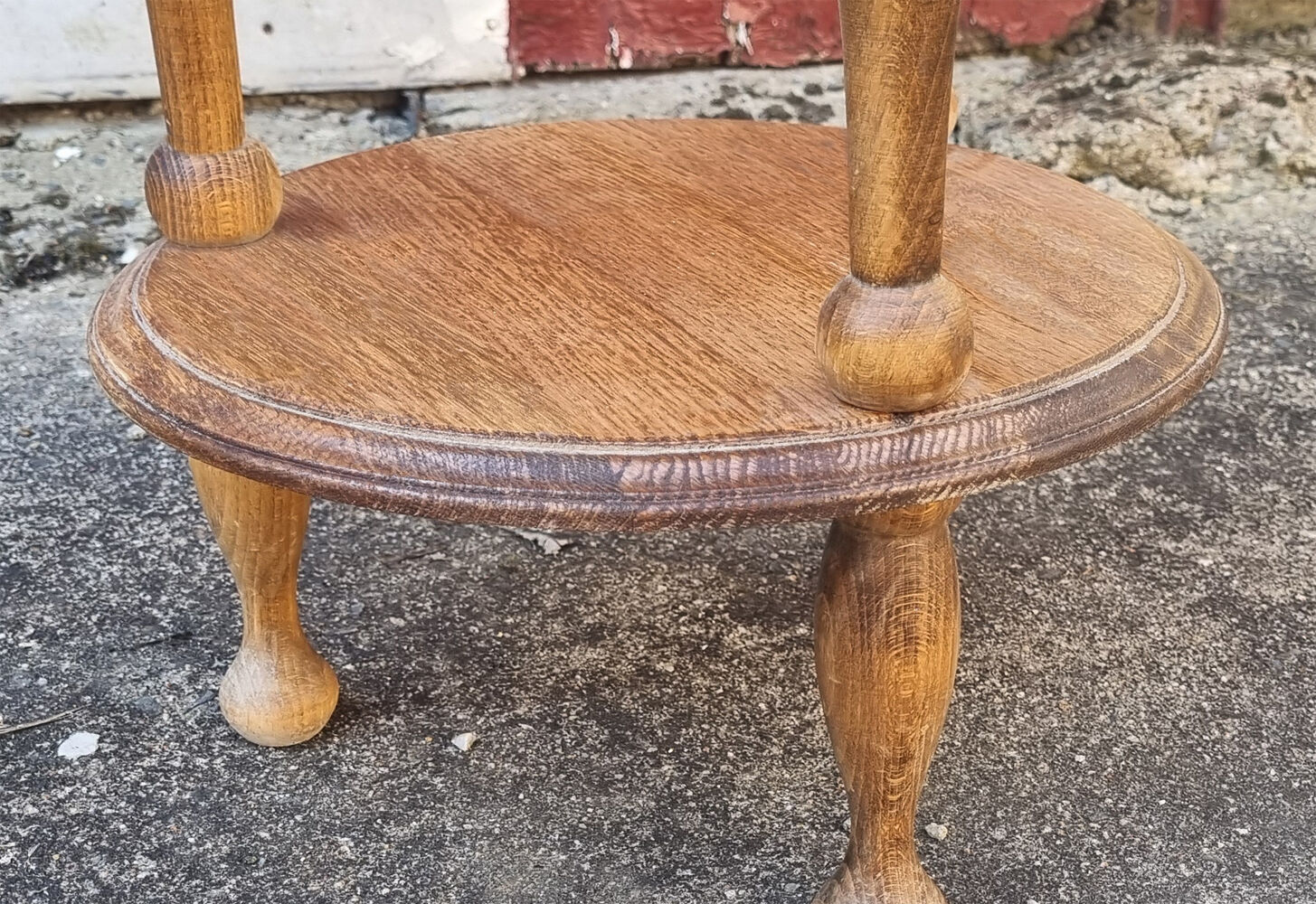 Pot holder, pedestal table, wood, vintage, 60s