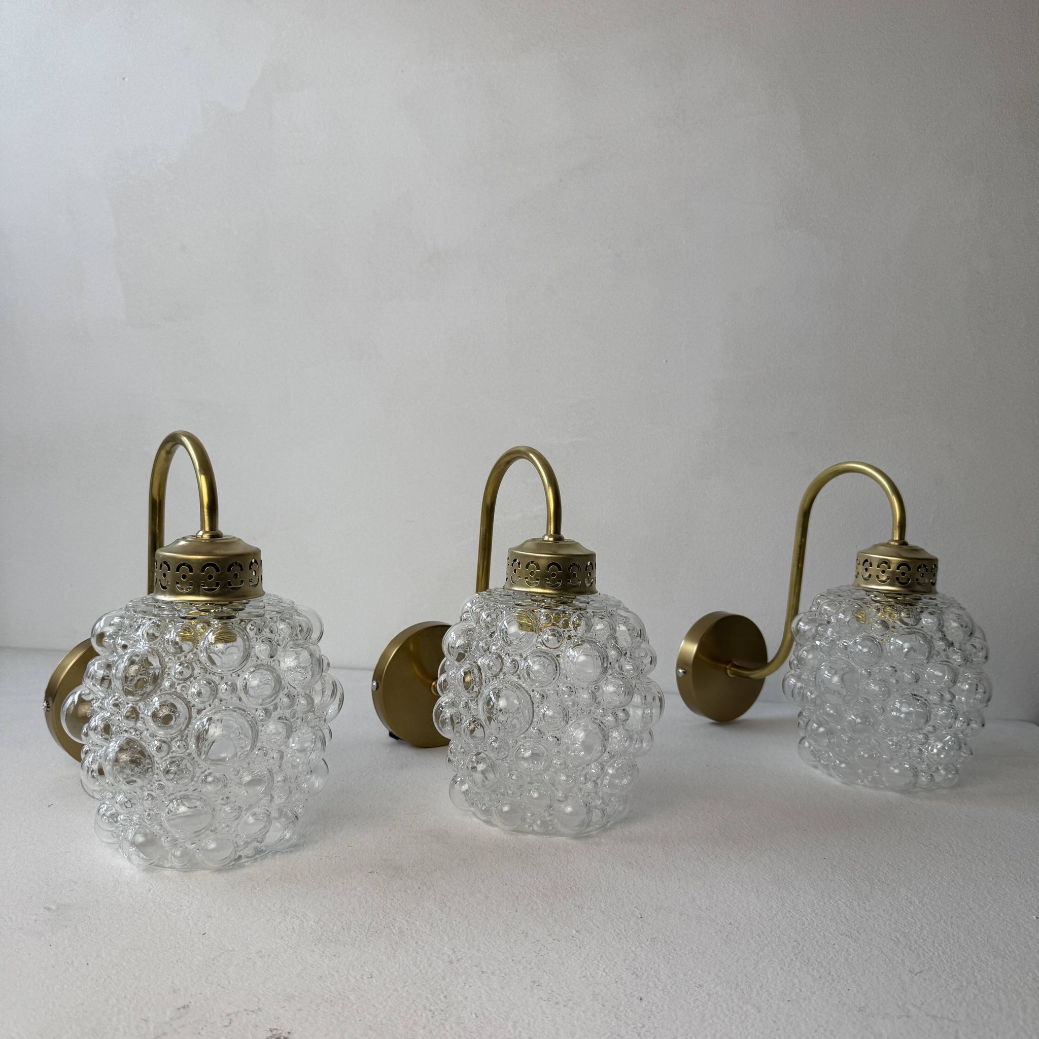 Lot 3 ancienne appliques en verre bulle vintage