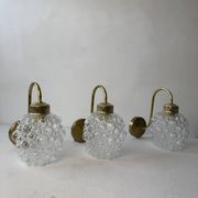 Lot 3 ancienne appliques en verre bulle vintage