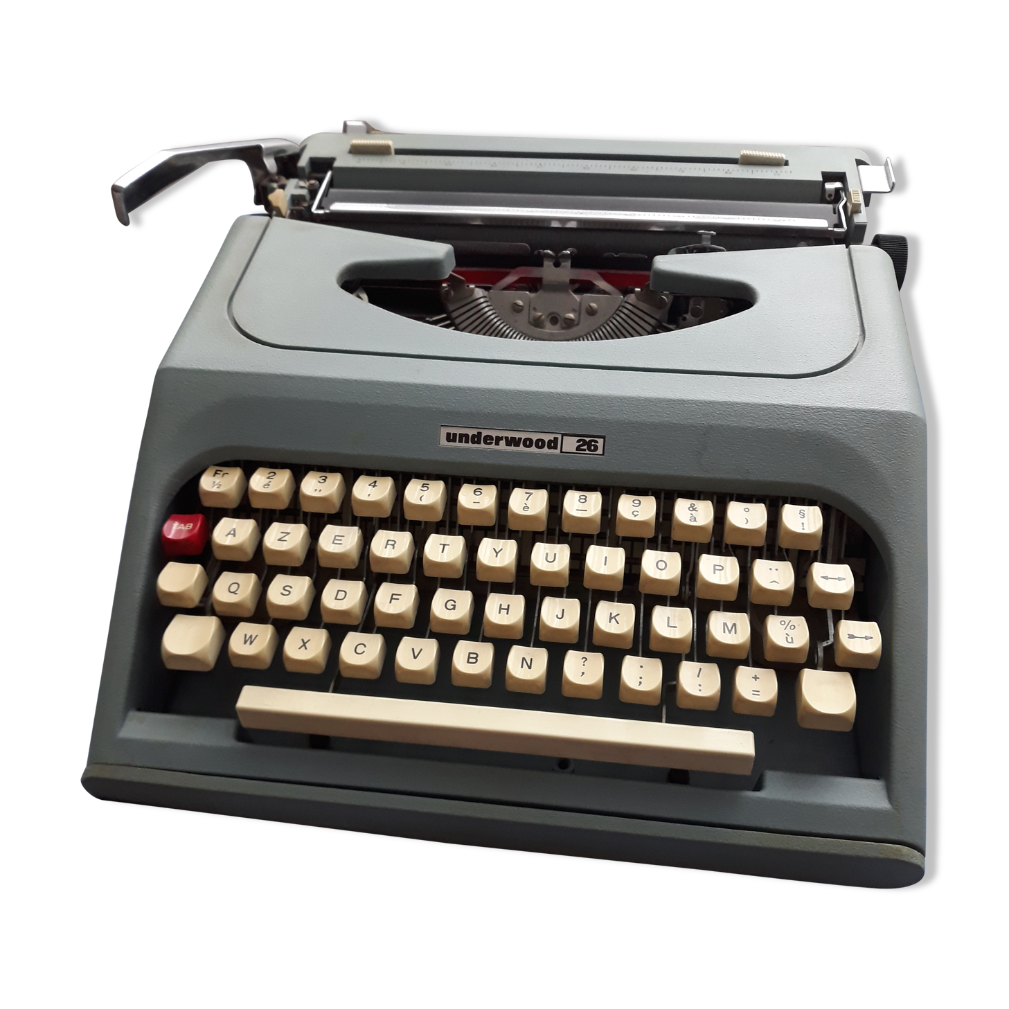 Machine à écrire Underwood 26 portative bleue Selency