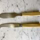 Set of 12 forks and 2 dessert serving knives in horn 60s