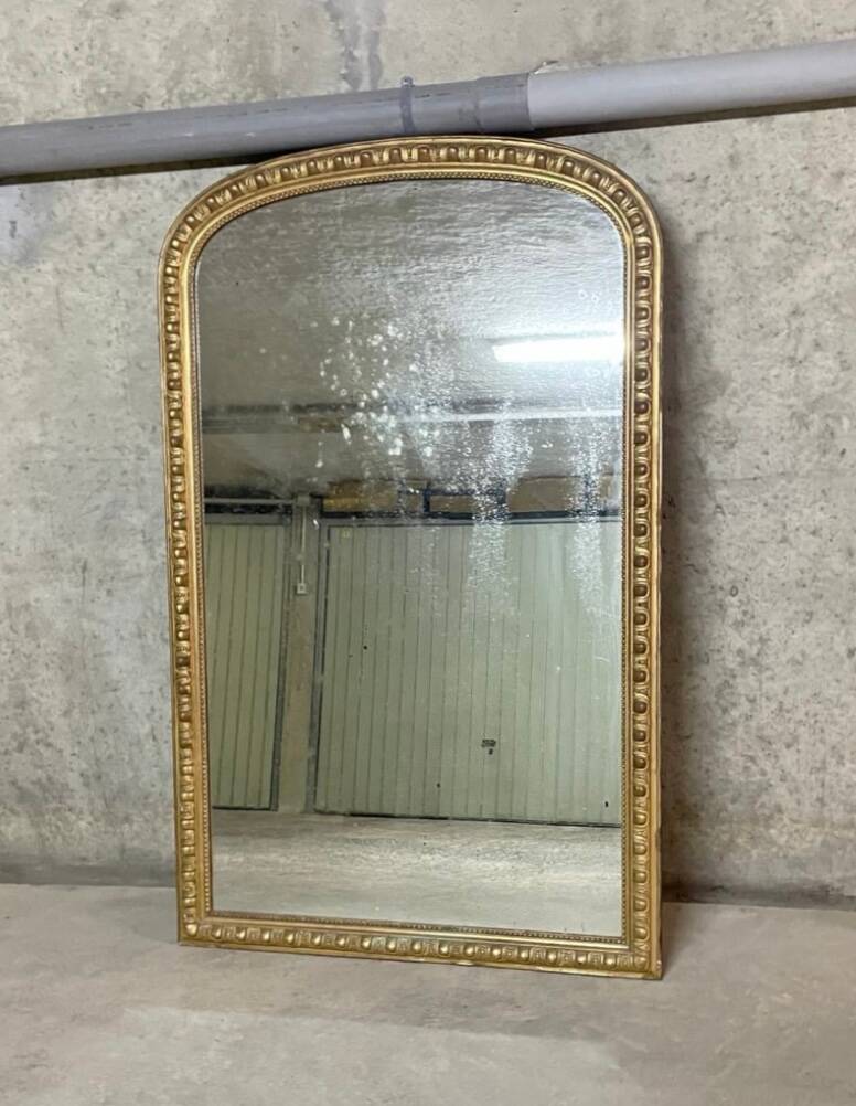 Antique Louis Philippe mirror with gilded gadroons - 173 x 110 cm