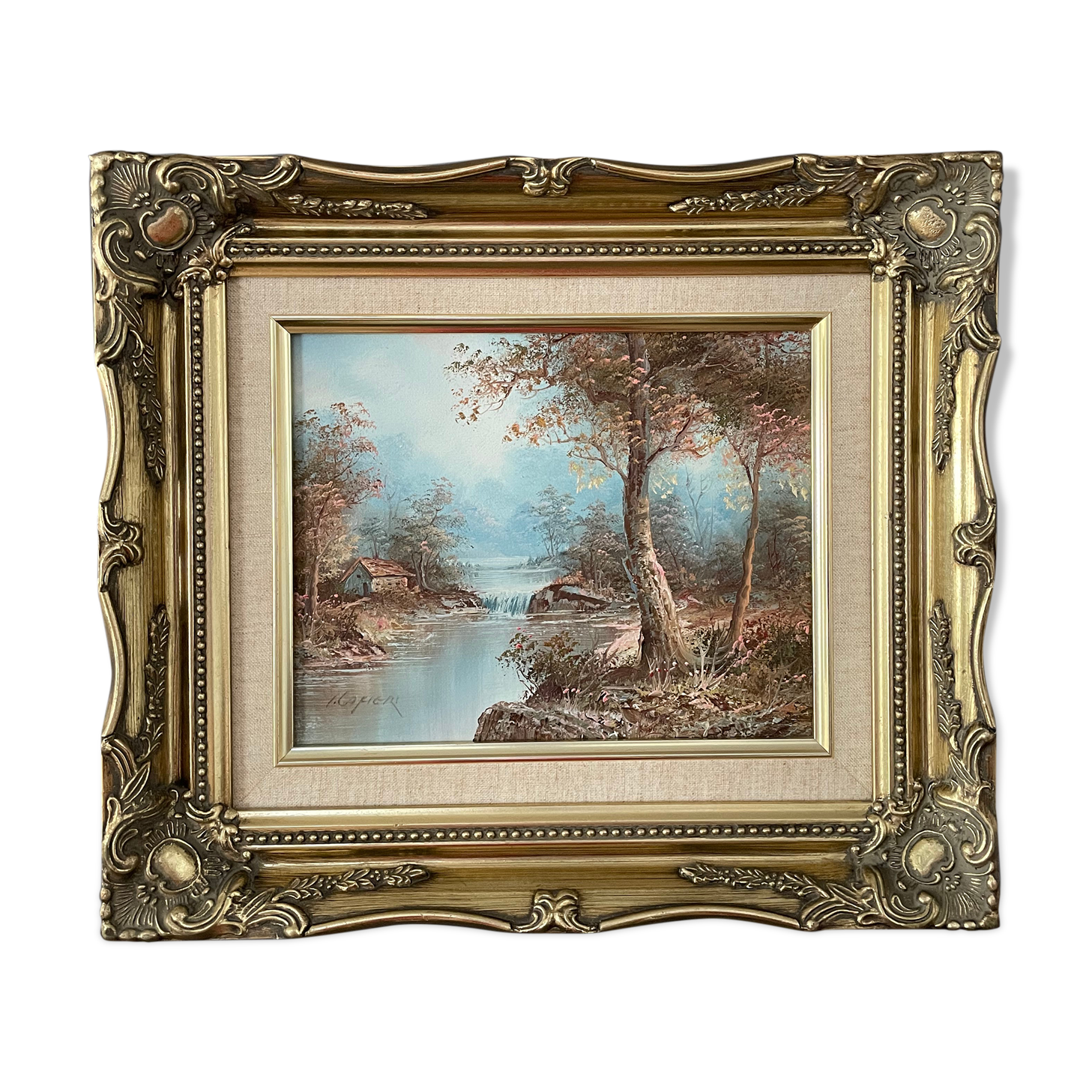 Signed oil painting - landscape - irène cafieri