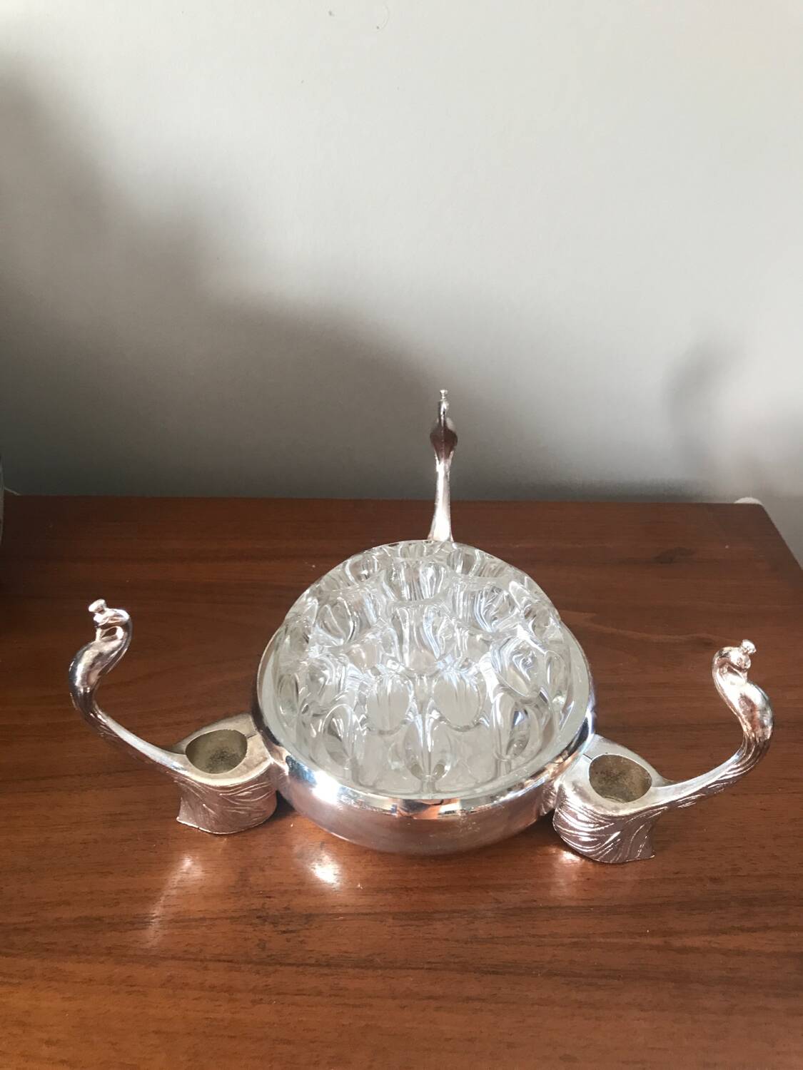 Flower centerpiece and three pheasant candle holders