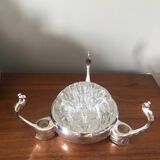 Flower centerpiece and three pheasant candle holders