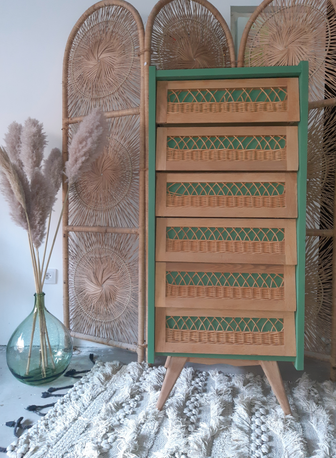 Vintage rattan chiffon