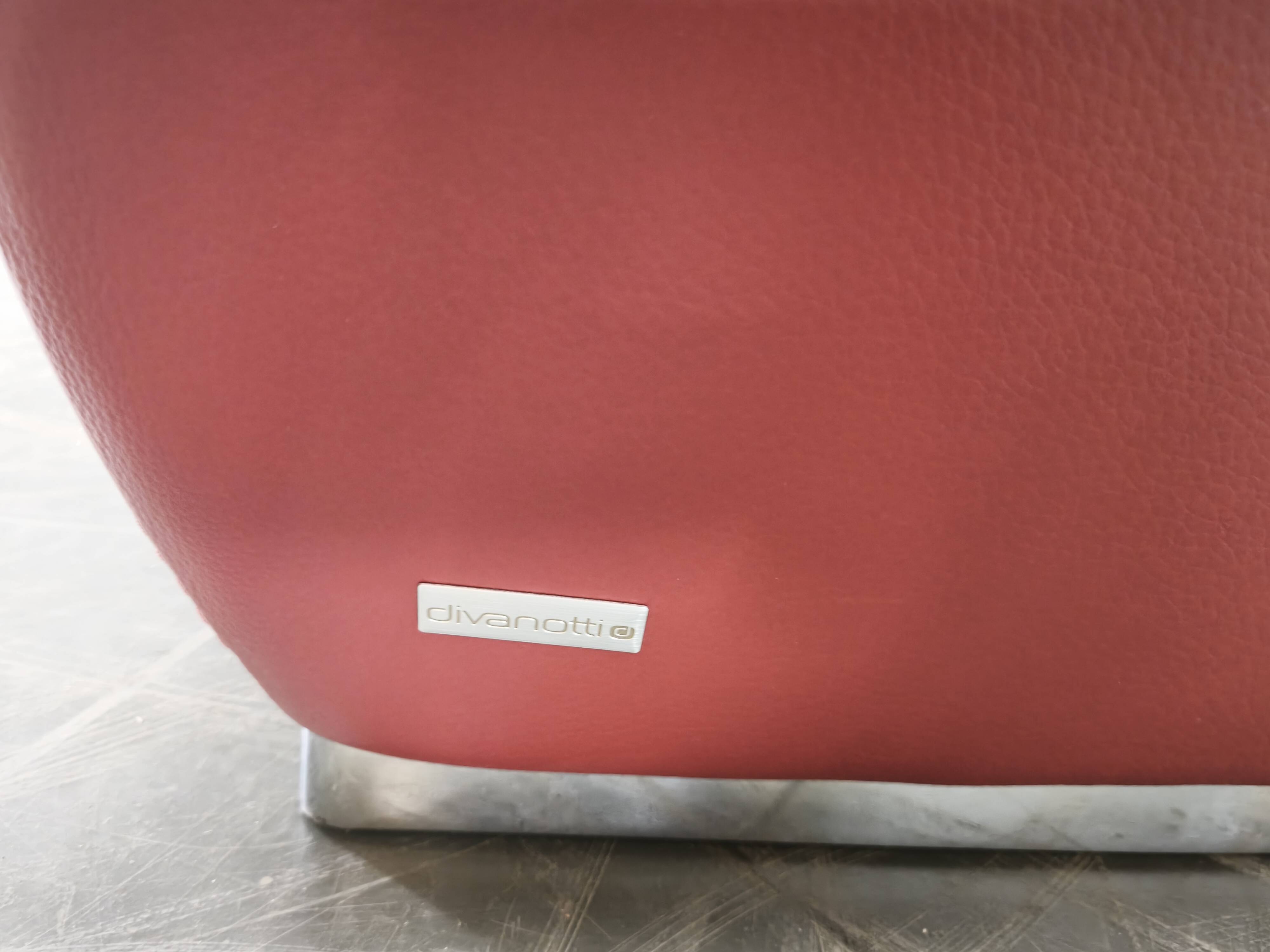 Italian Red Leather Sofa by Divanotti, Postmodern, 1990s