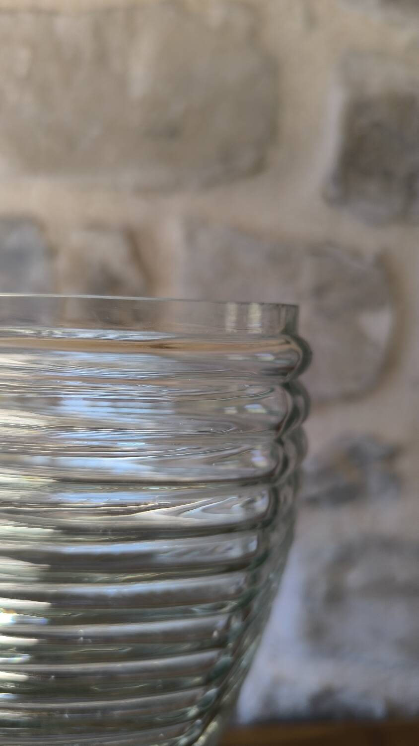 Large wavy pressed glass vase